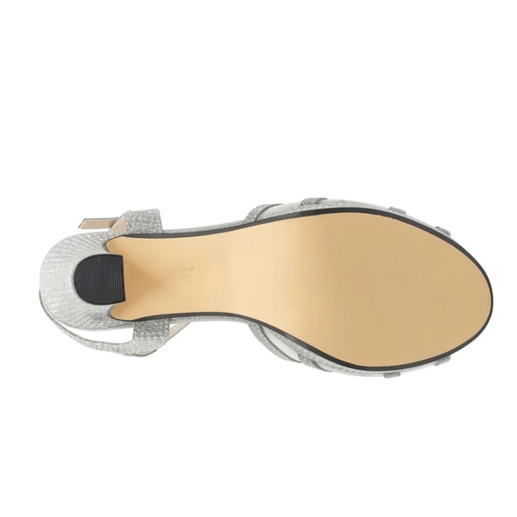 Benjamin Walk NWT Anya Silver Glitter Platform Heeled Sandal Size 7M - Picture 6 of 11